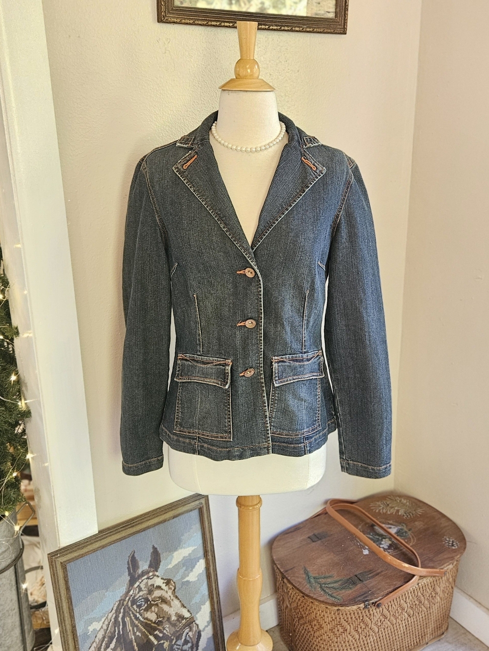 jeanstar Dark Blue Denim Blazer Jacket